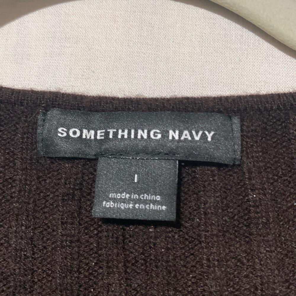Something Navy Brown Ribbed Cardigan - Picture 3 of 7